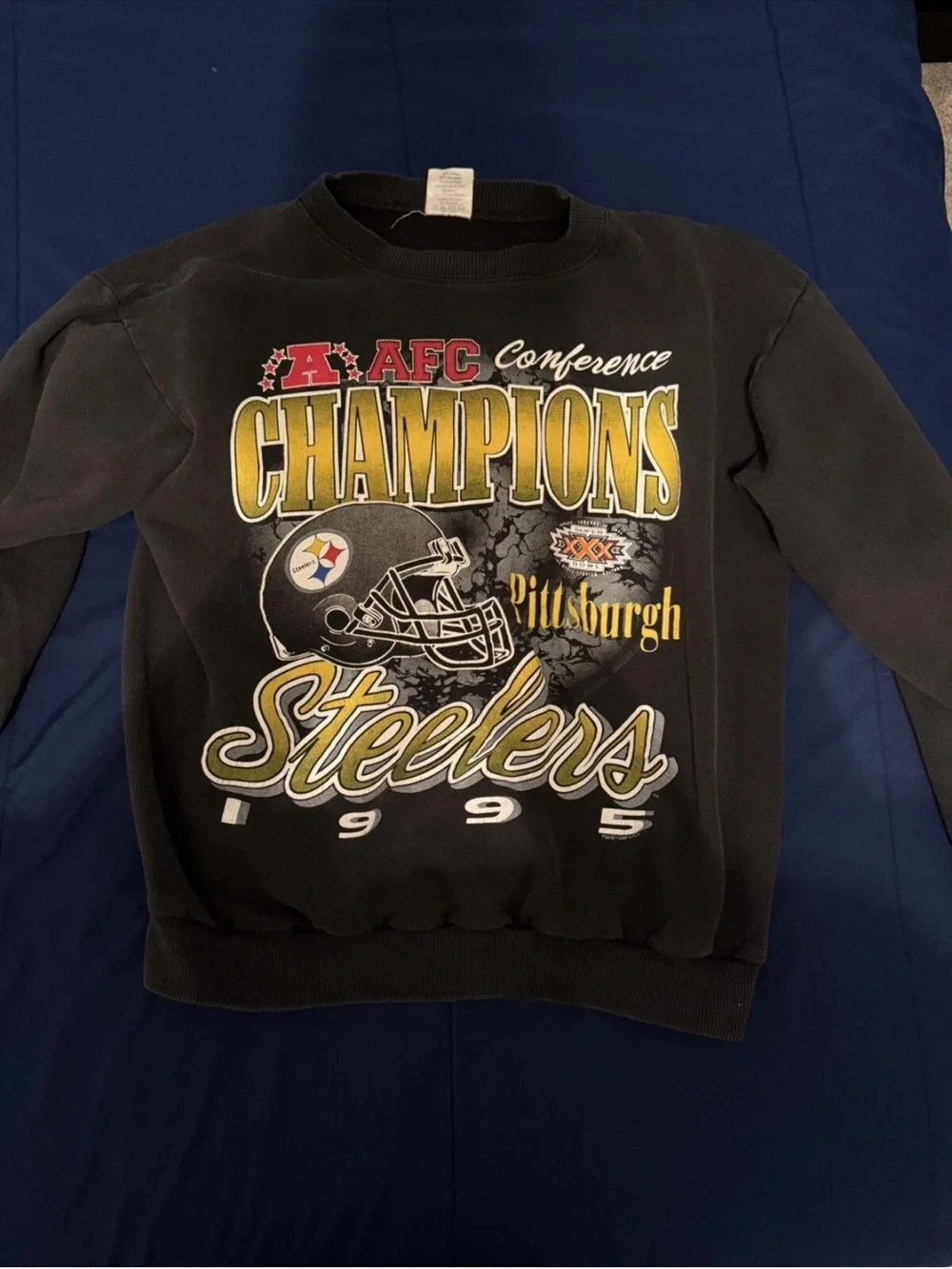 NFL Pittsburgh Steelers Black and Gold 1995 AFC Champions Crewneck